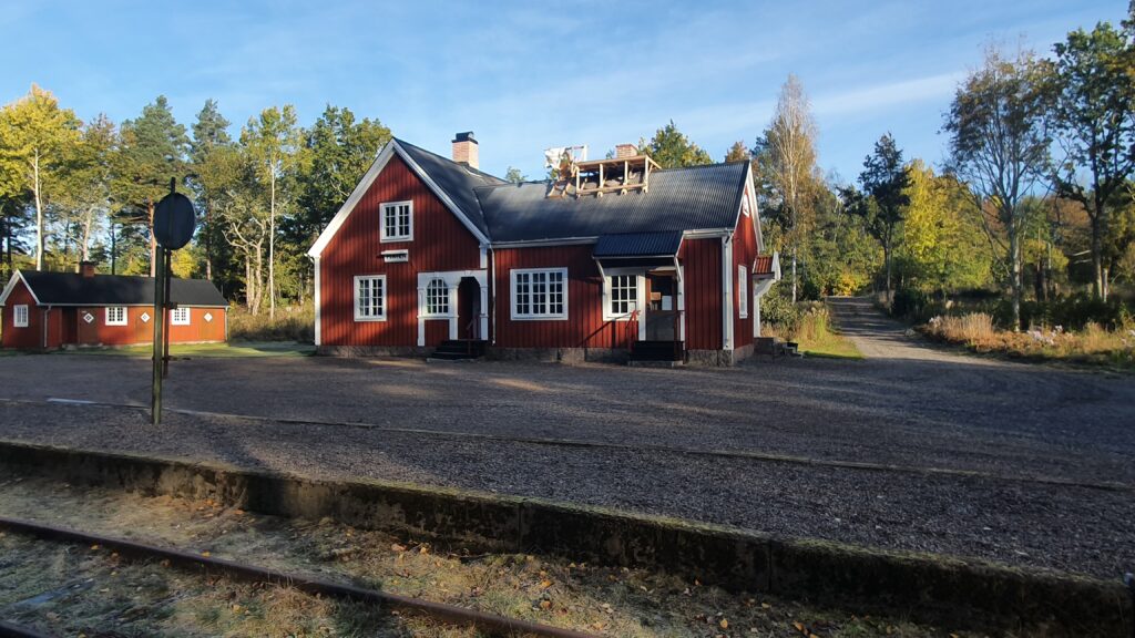 Flaten station under sluttampen av renoveringen, hösten 2020.